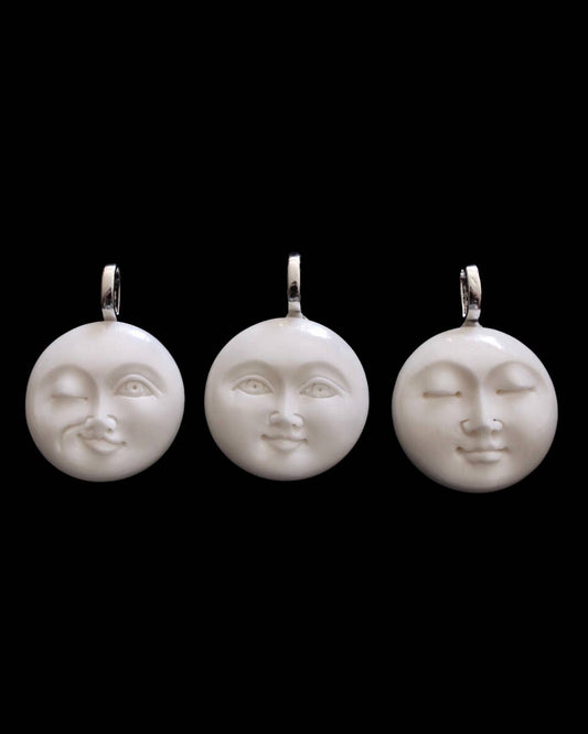 Carved Bone Moonface Pendant