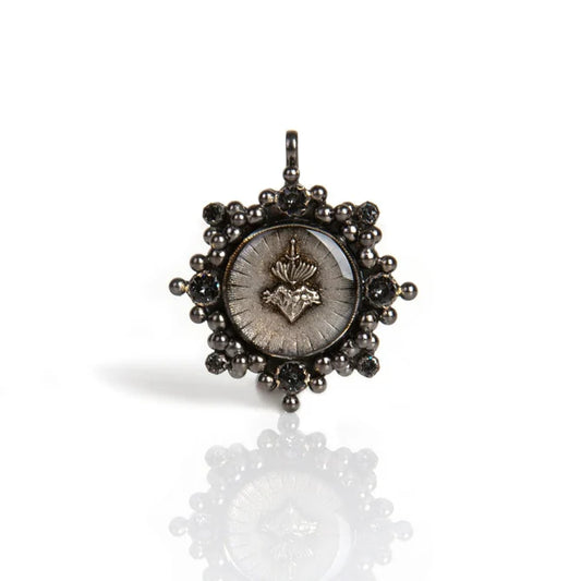 Cloister Sacred Heart Medallion - Gun Metal