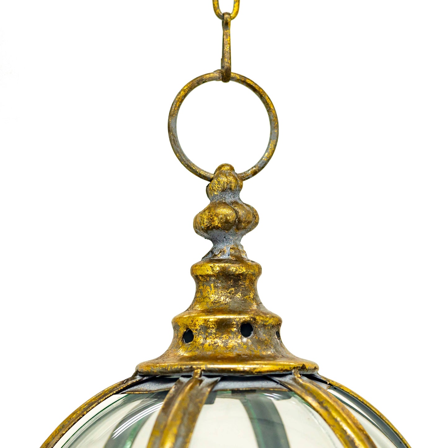 Iron & Glass Hanging Globe Lanterns in Gold "Sorrento"