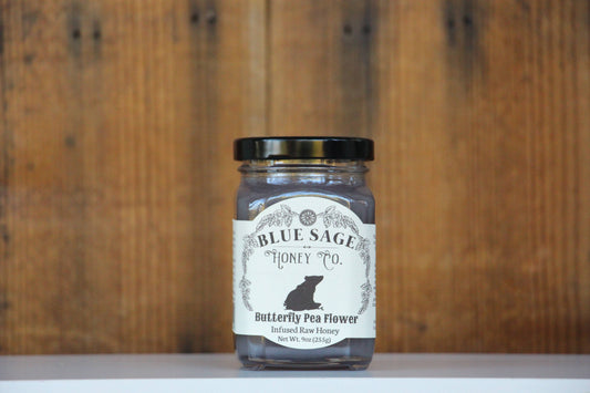 Butterfly Pea Flower Infused Raw Honey, Blue Butterfly Pea: 9oz