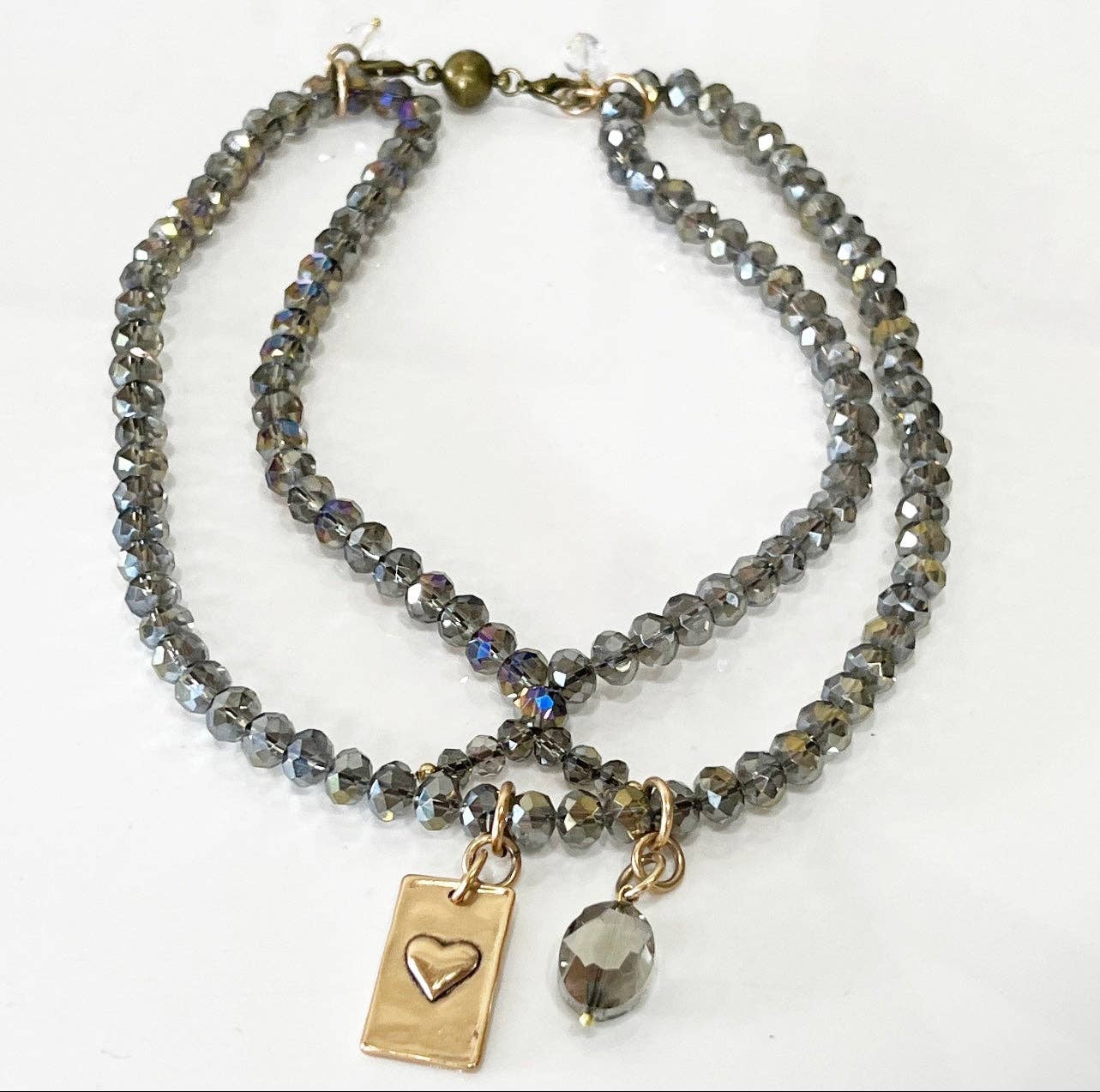 GRATEFUL THANKFUL BLESSED | Crystal Boho Wrap: S/M / Silver Finish Pendant