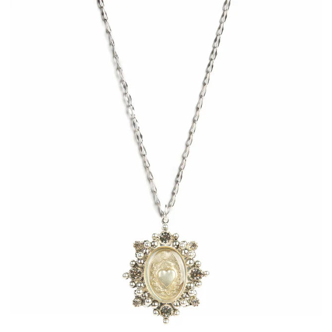 Figaro Chain Cloister Sacred Heart -Silver