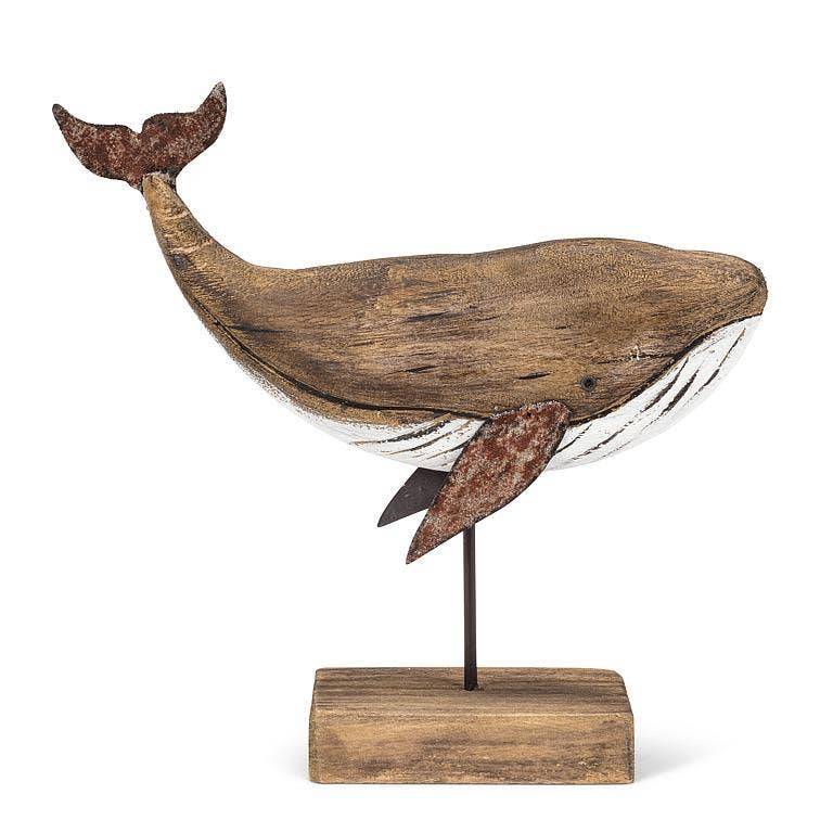Medium Whale on Stand-Natural-8"H