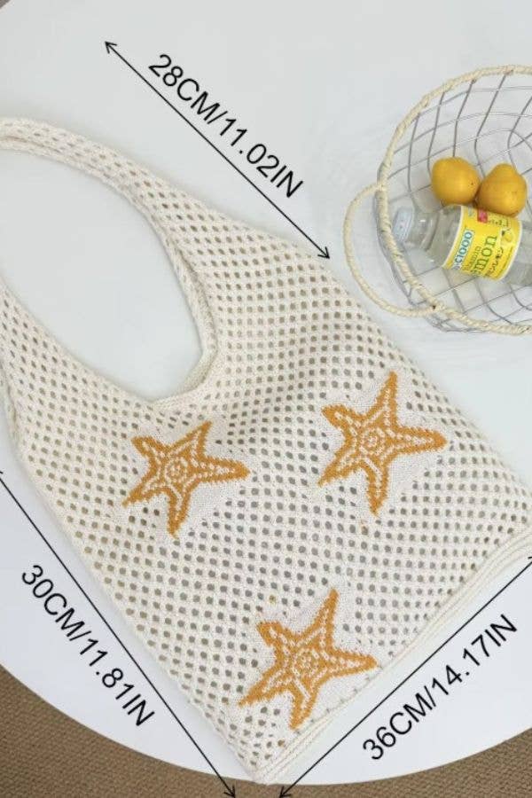 Ocean Theme Crochet Tote Beach Bag: Crab
