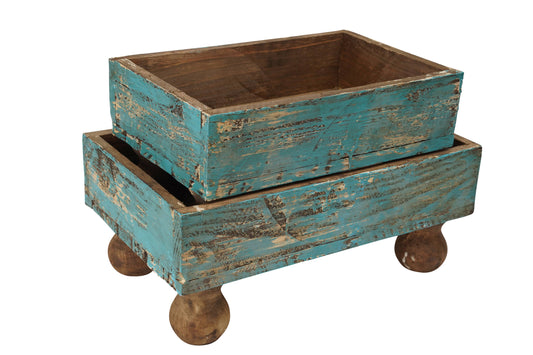 Temple Garden Planter Farmhouse Trays-Turquoise