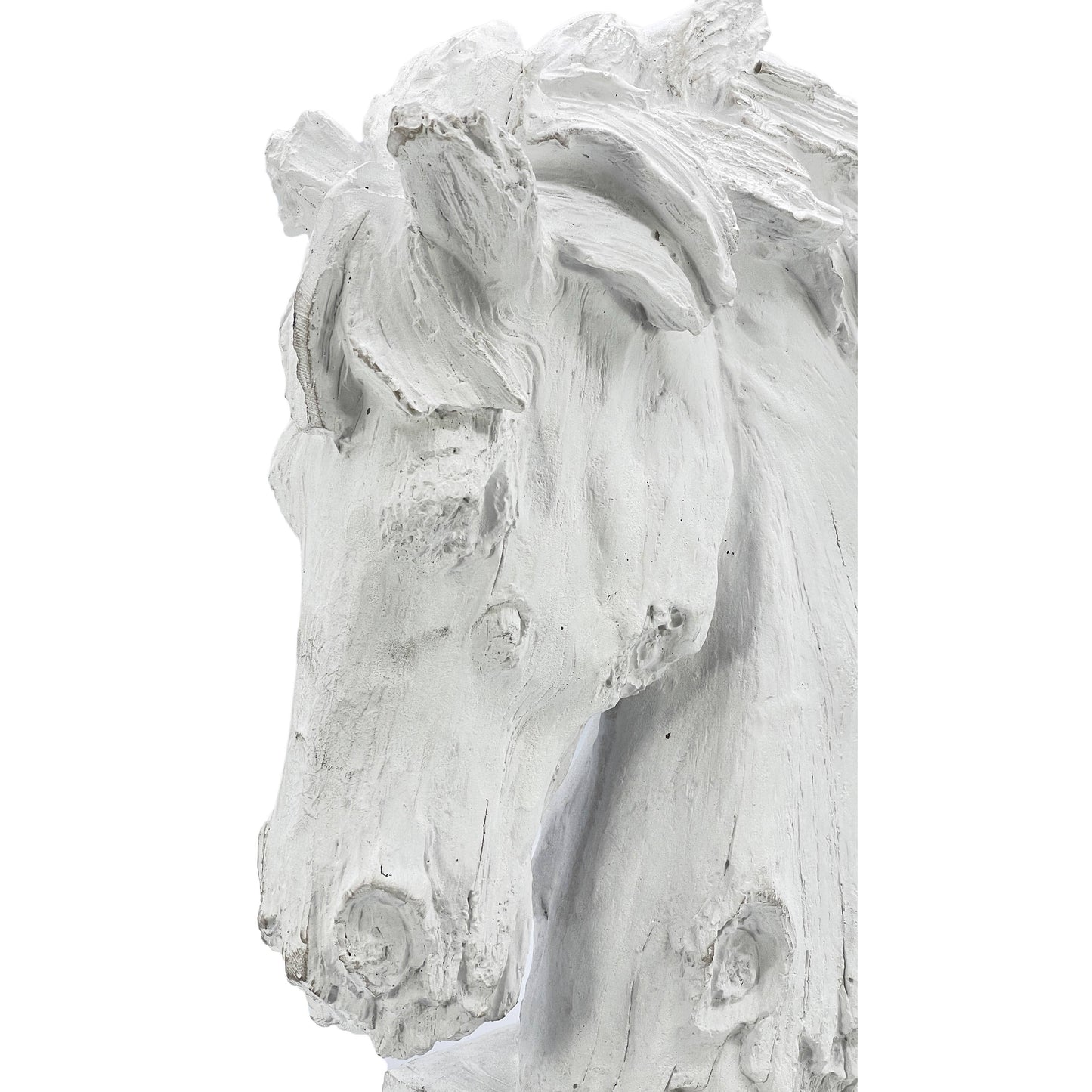 18" Horsehead Wood-Like Carving Statue Centerpiece: Beige