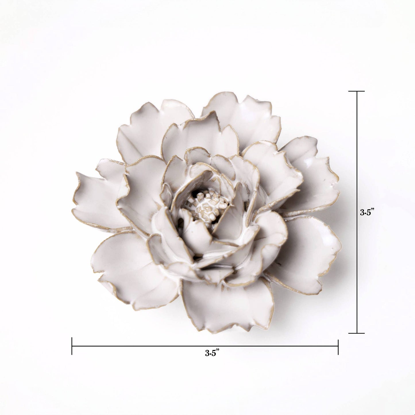 White Ceramic Flowers For Tabletop Or Wall Hanging: Ivory Ranunculus