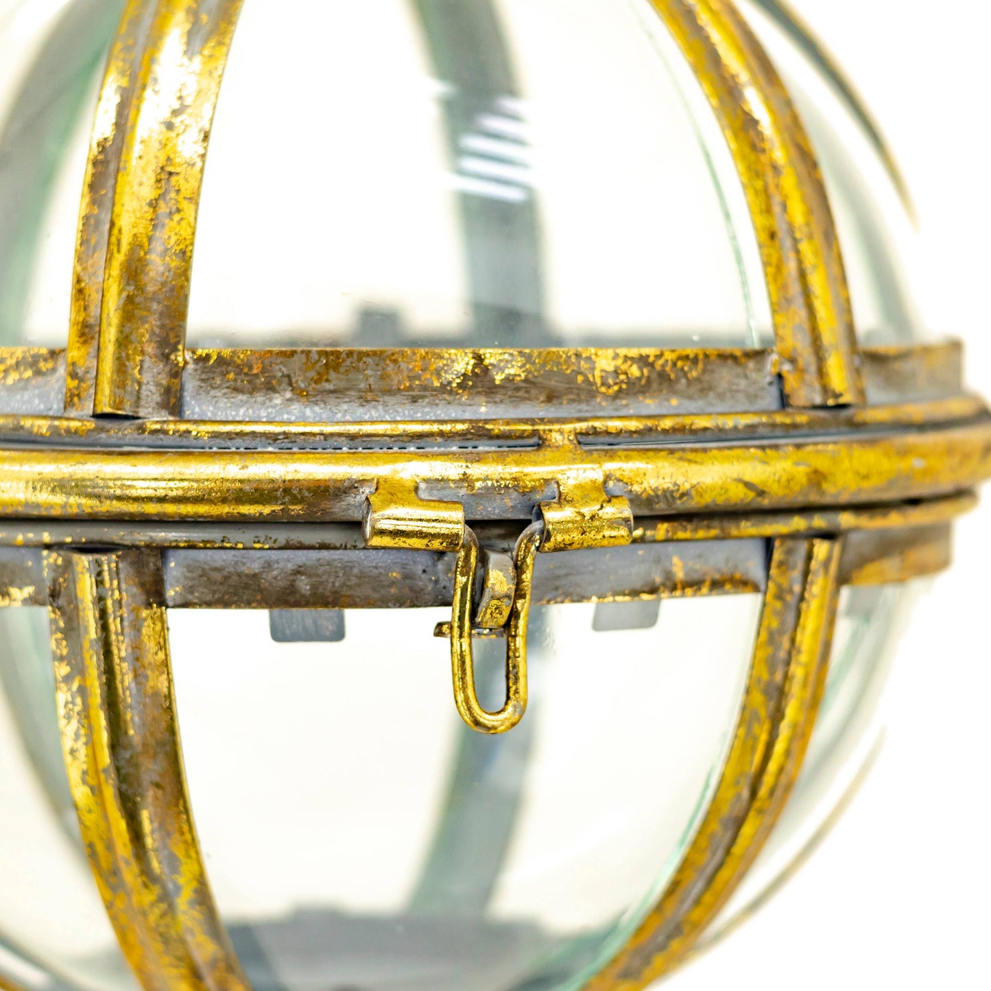 Iron & Glass Hanging Globe Lanterns in Gold "Sorrento"