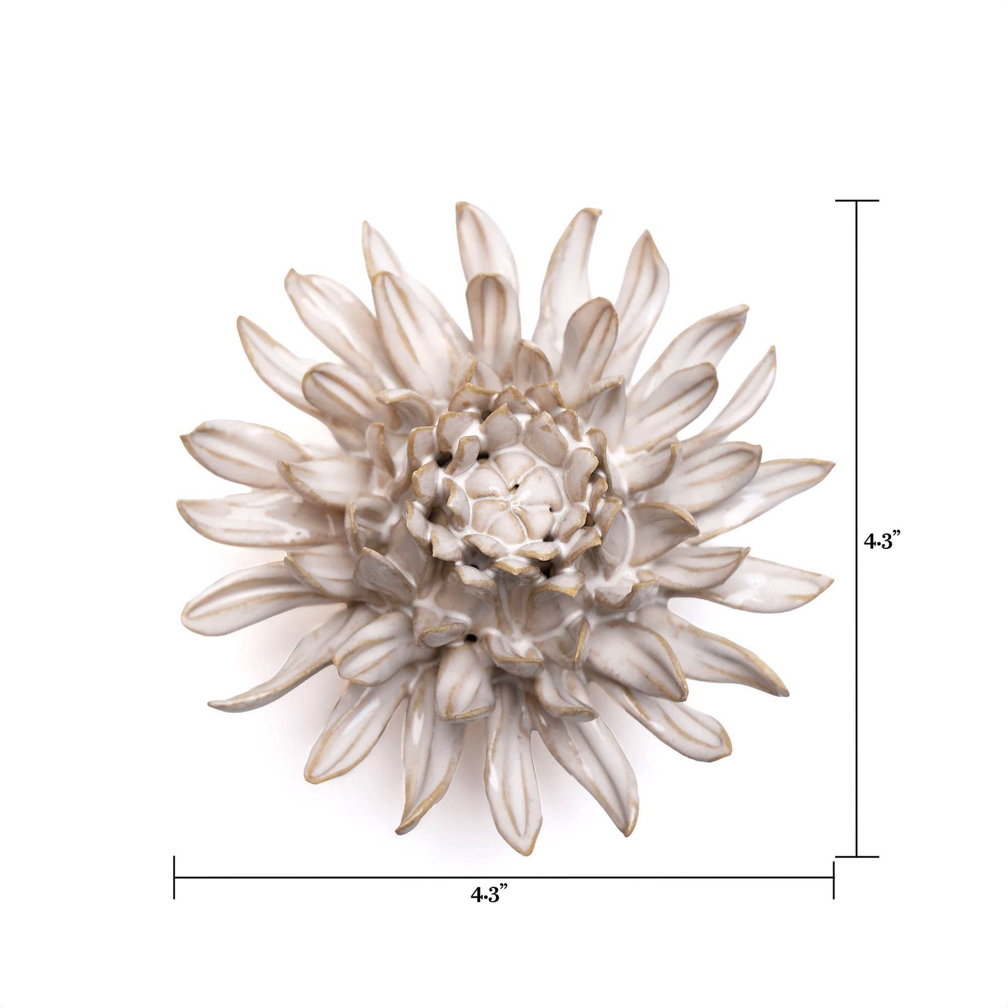 White Ceramic Flowers For Tabletop Or Wall Hanging: Ivory Ranunculus