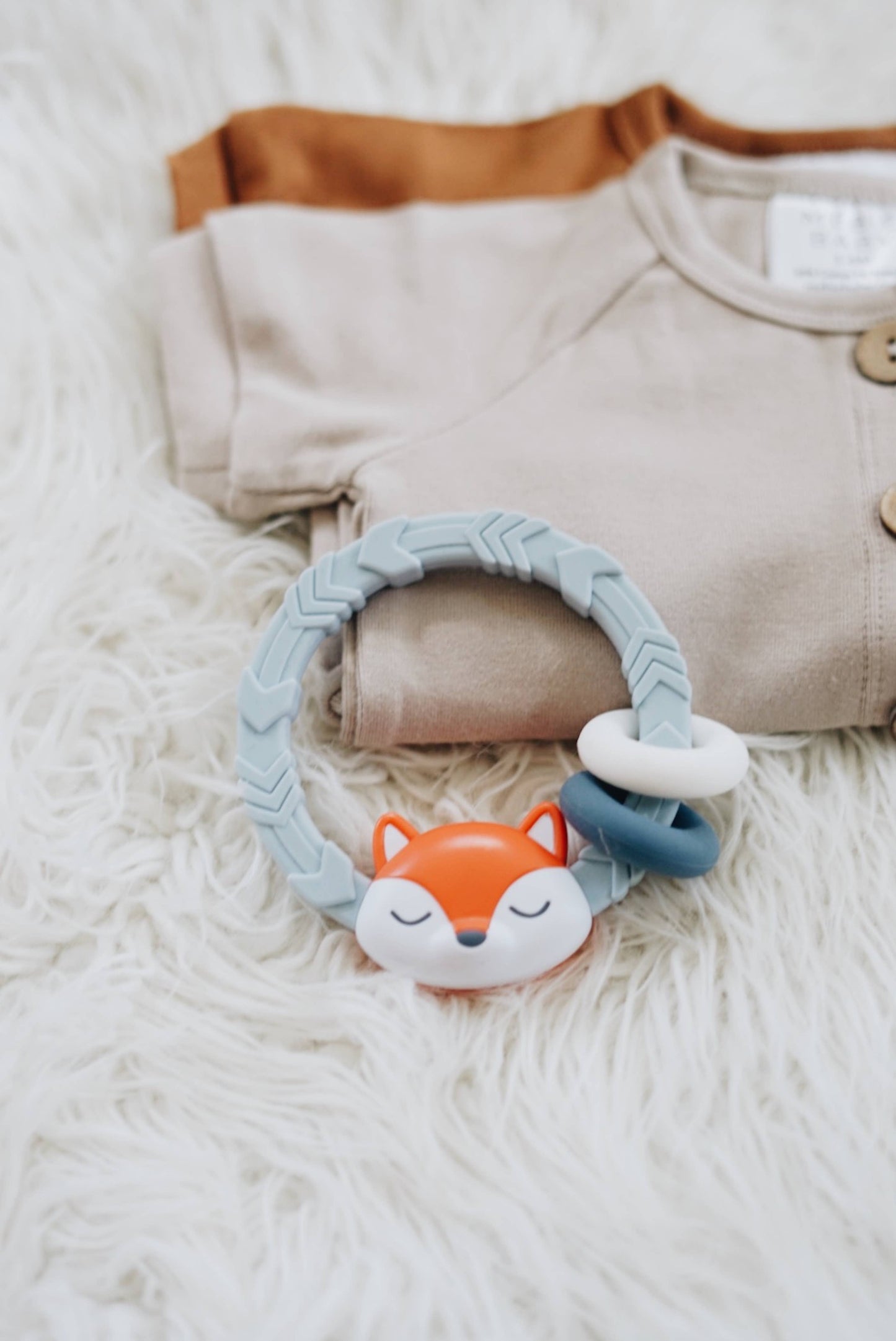 *NEW OPTION* Ritzy Rattle™ Silicone Teether Rattles: Highland Cow