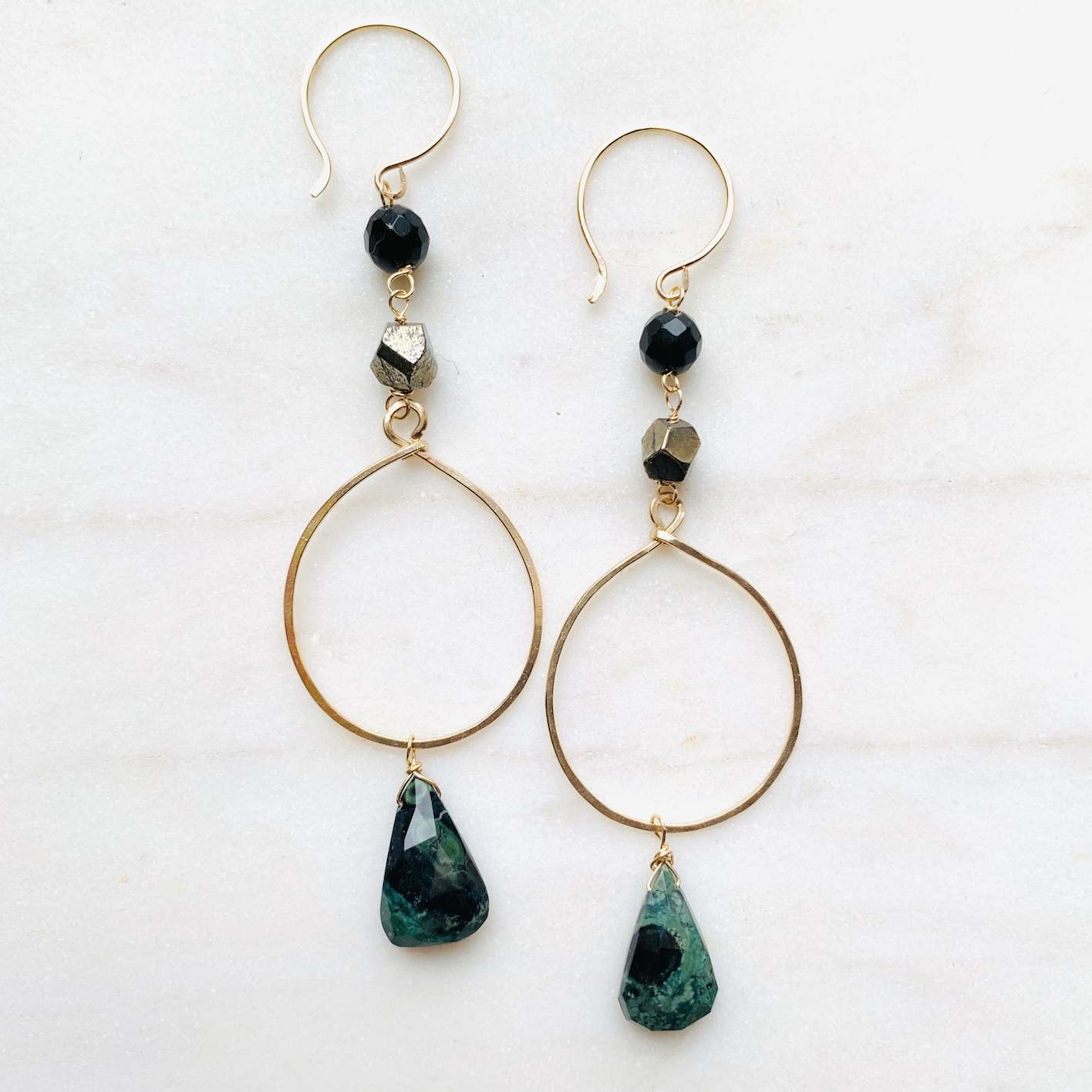 JeanMarie Earrings: Green onyx / Sterling silver