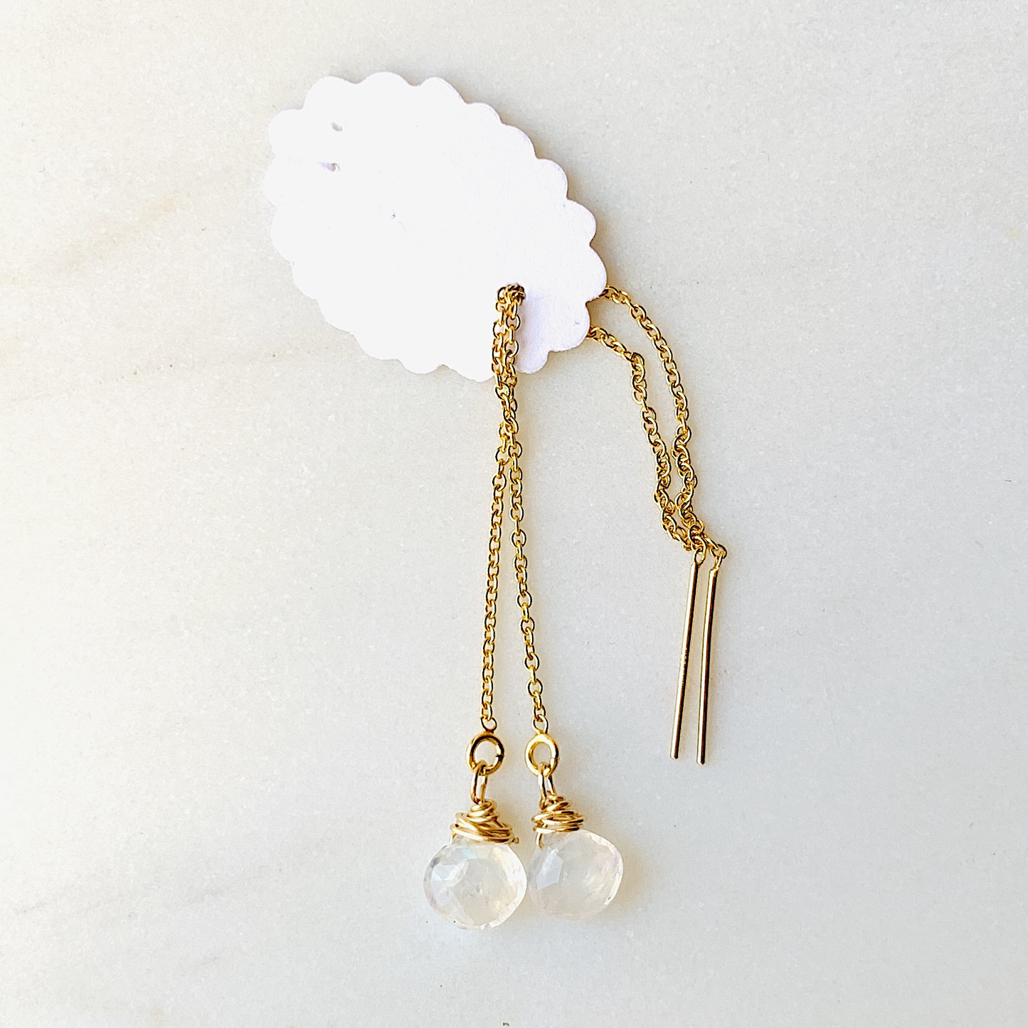 Whisper threaded earrings: Sterling silver / Tiger's Eye