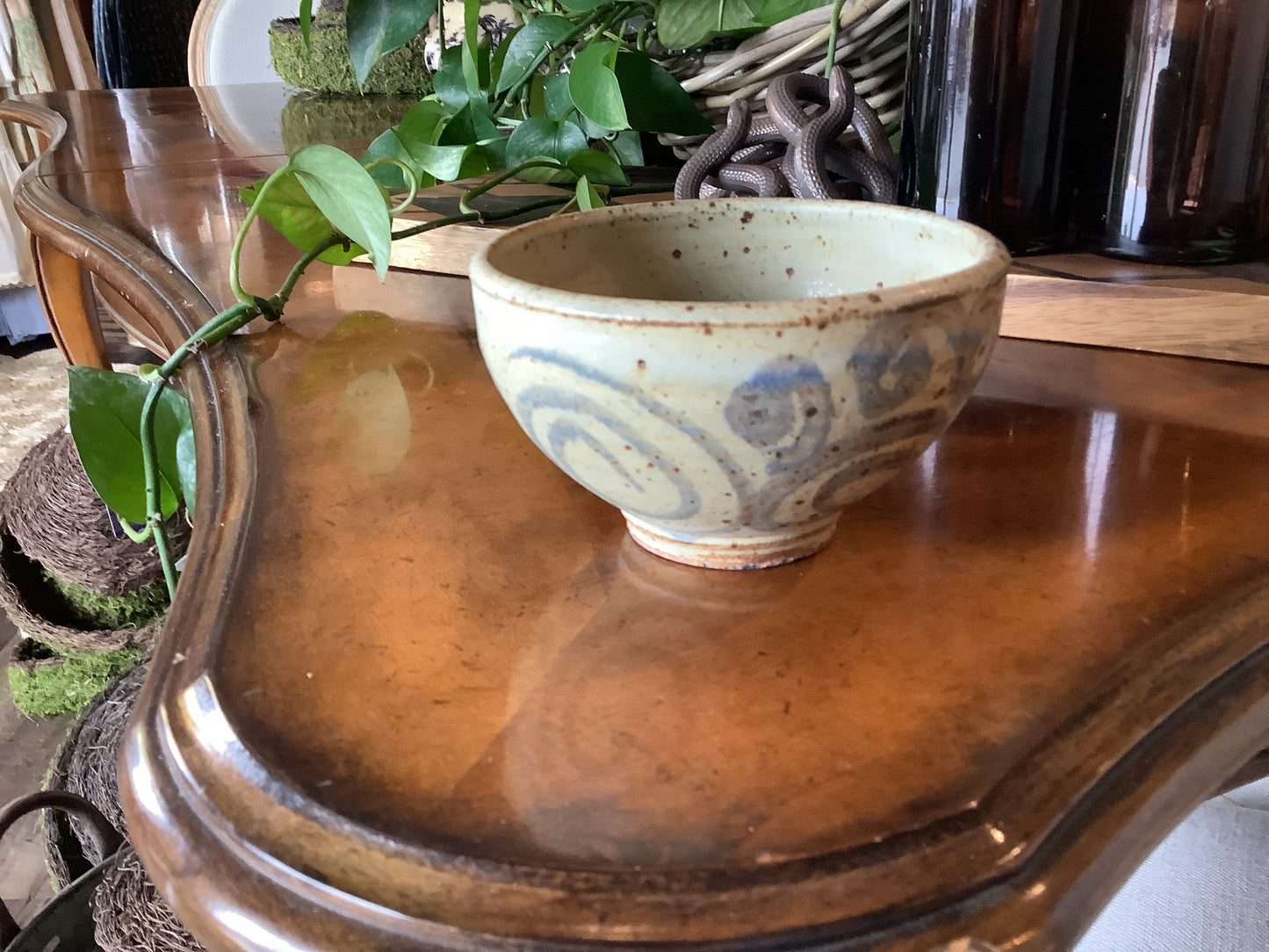 Blue and Cream Pottery Bowl