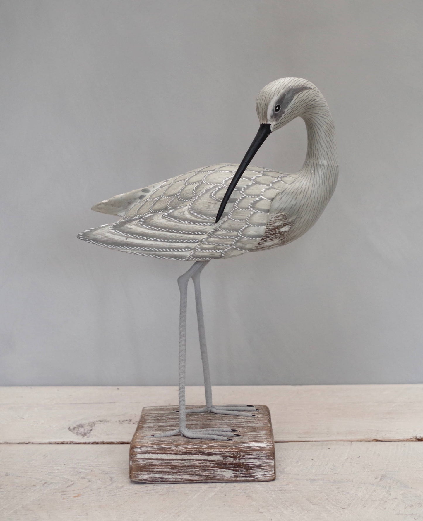 Sandpiper - Curlew - Turned - 14"H -Carved Wooden Ornament