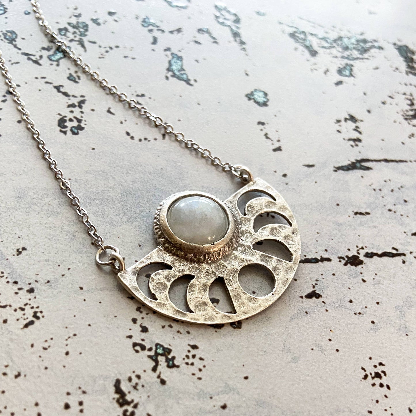 Moon Goddess Necklace with Rainbow Moonstone