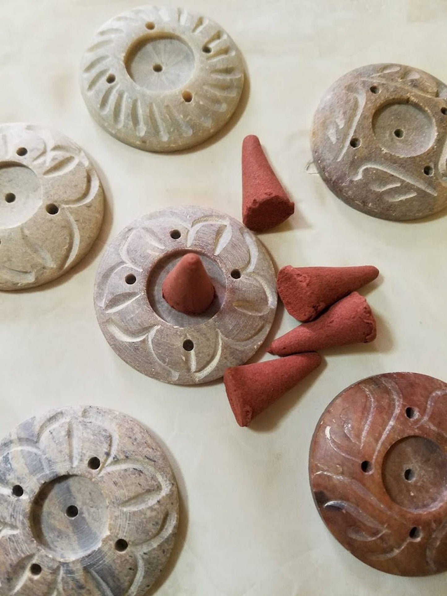 Soap Stone Lotus Carved Cone Burner