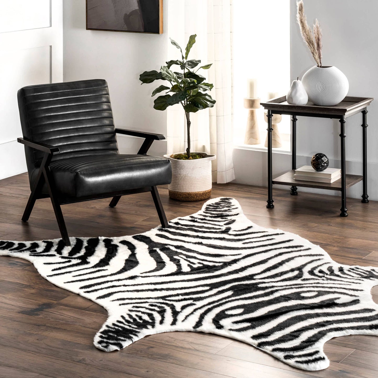 Washable Zebra Faux Cowhide Area Rug