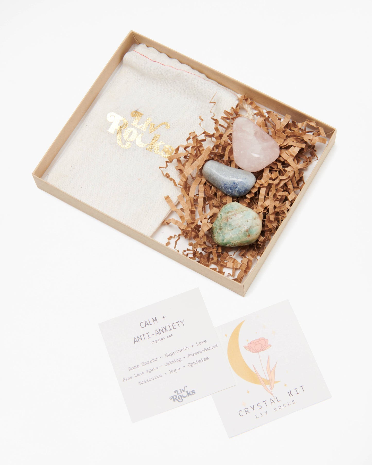 Crystal Kit, Calming + Anti-Anxiety Stones Gift Set