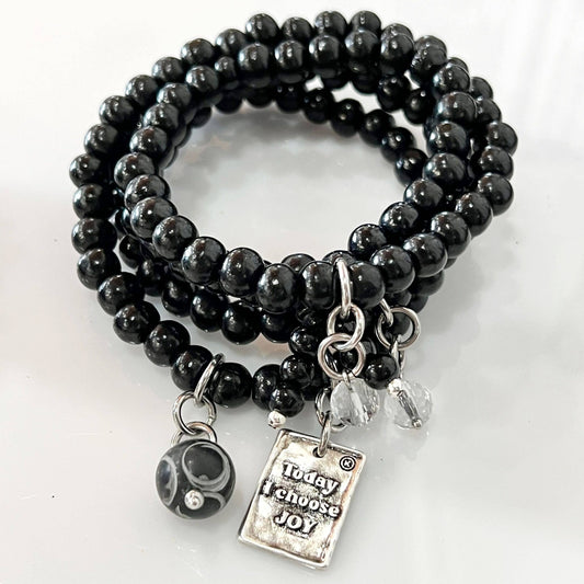 TODAY I CHOOSE JOY | Boho Wrap: Black / S/M / Silver