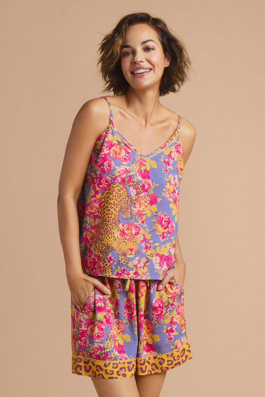Cami Sassy Leopard in Lavender Pyjamas - Medium
