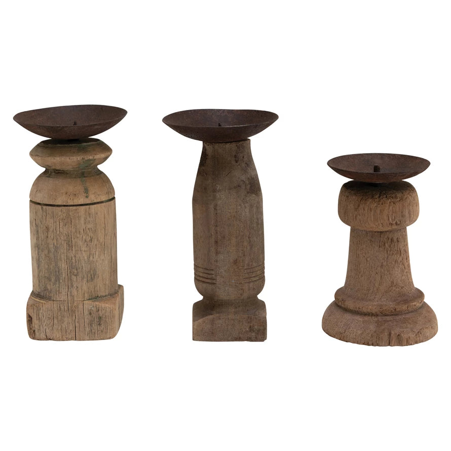 Found Wood Candle Holder