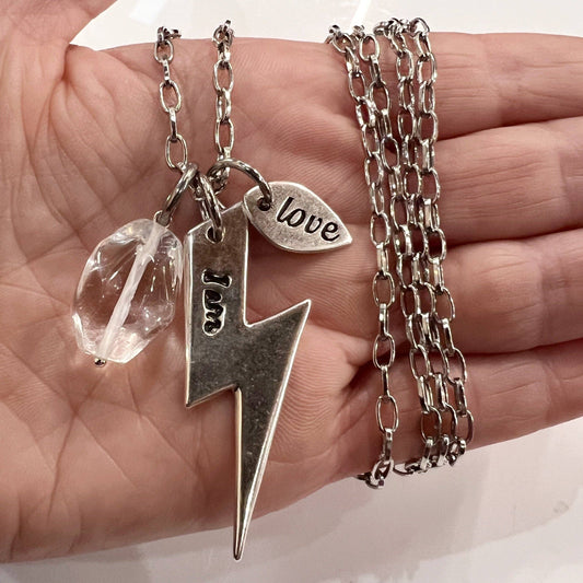 I AM LOVE | LIGHTNING BOLT | Original Necklace: Silver Finish
