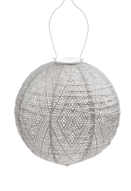Round Ikat Lantern, Light Taupe