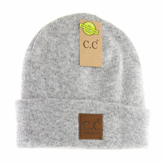 Unisex Soft Ribbed Leather Patch : Heather Lt. Grey