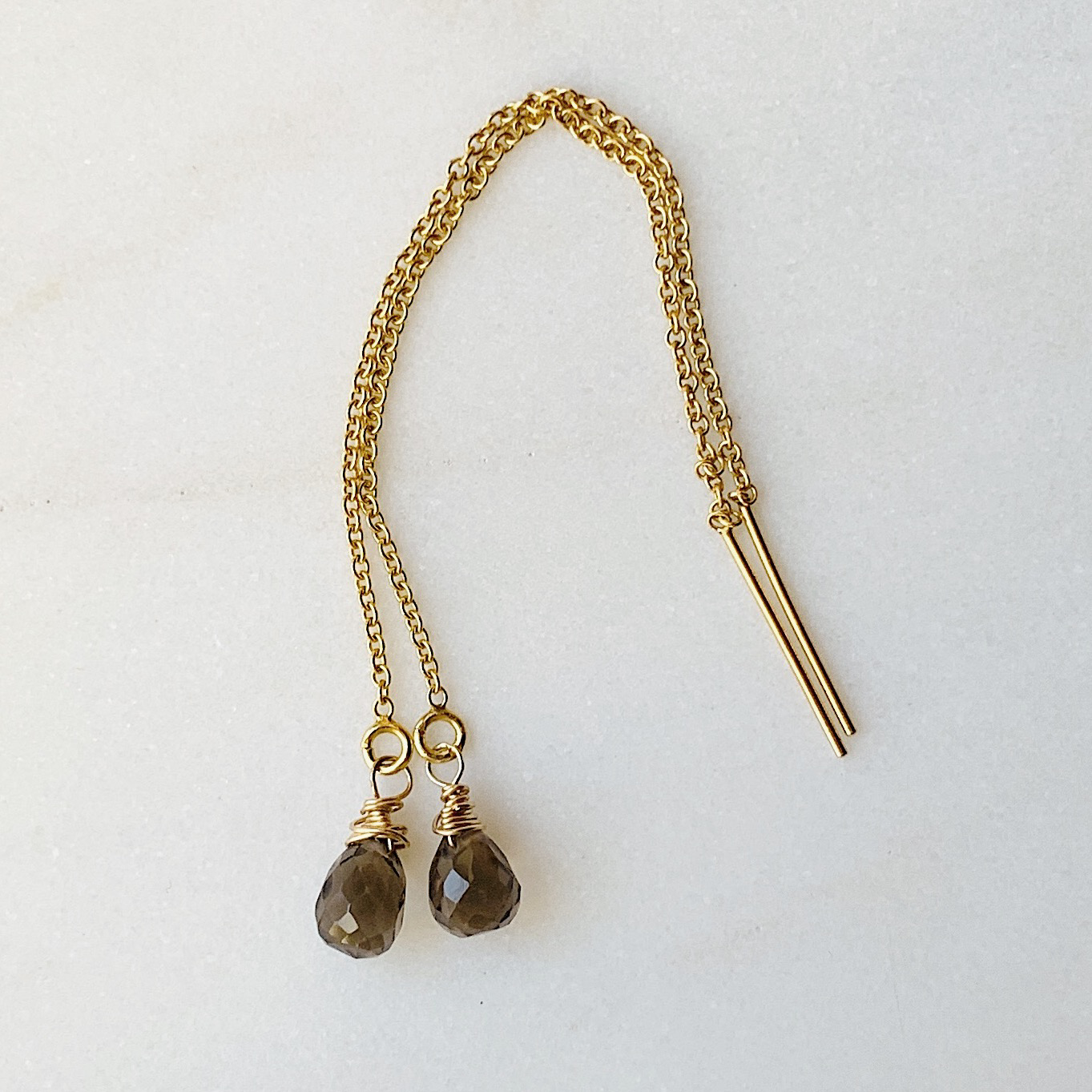 Whisper threaded earrings: Moonstone / Sterling silver