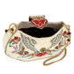 Keepsake Beaded Heart Wings and Lock Crossbody Handbag