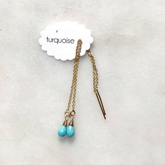 Whisper threaded earrings: Turquoise / Sterling silver
