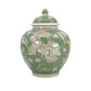 Classic  Floral Ceramic Ginger Jar 10": White & Light Blue