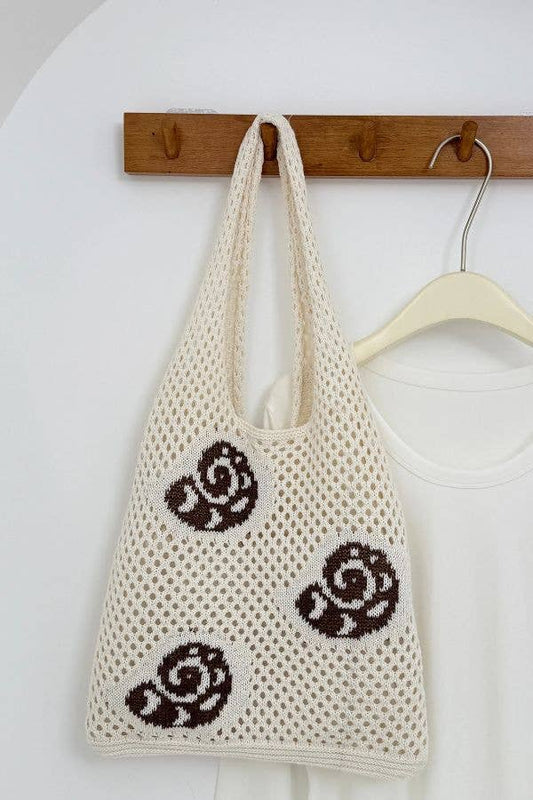 Ocean Theme Crochet Tote Beach Bag: Conch