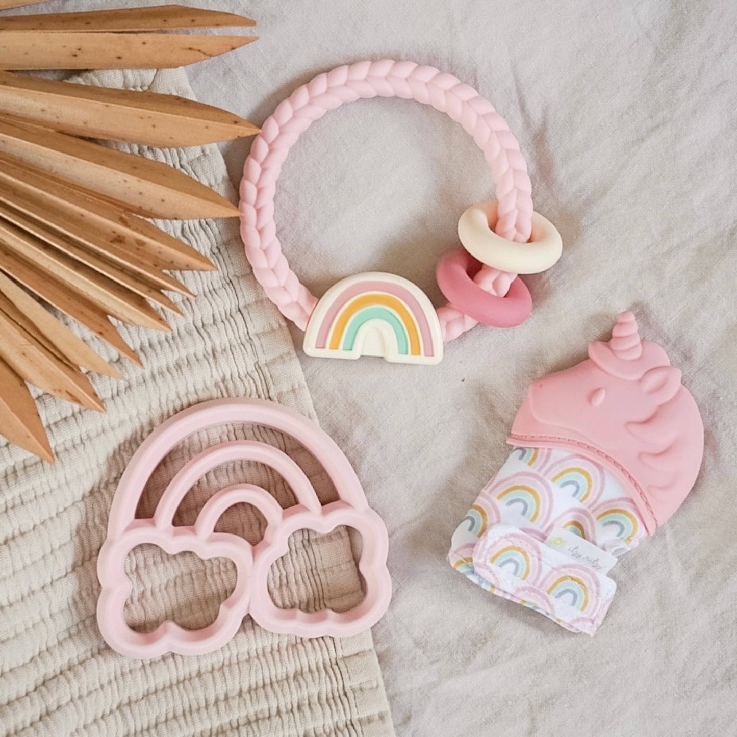 *NEW OPTION* Ritzy Rattle™ Silicone Teether Rattles: Highland Cow