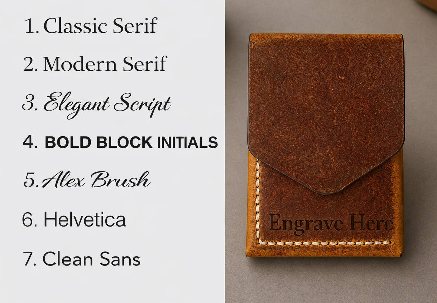Leather Cash Wallet, Hand Stitched Minimalist Wallet: Brown