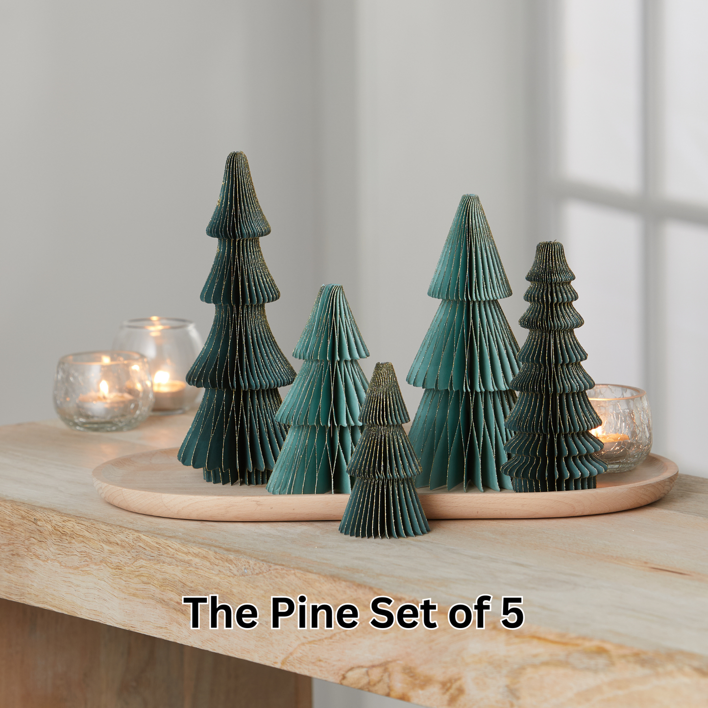 Honeycomb trees, vintage folding paper, Christmas
