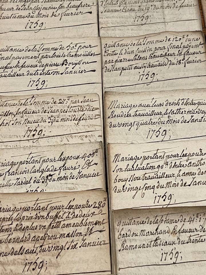 Antique 1759 French Documents - 266 Years Old