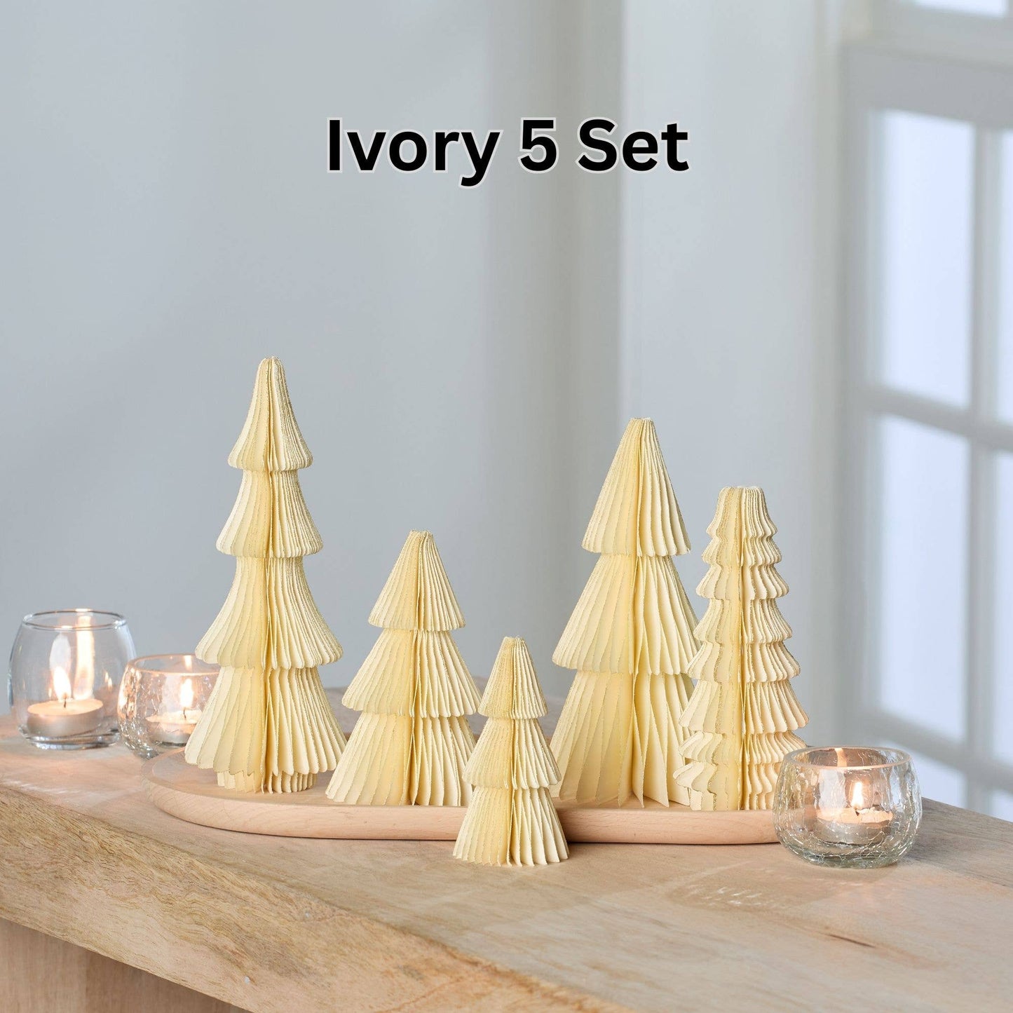 Honeycomb trees, vintage folding paper, Christmas