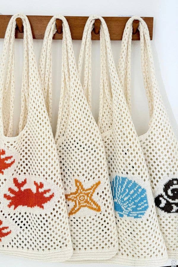 Ocean Theme Crochet Tote Beach Bag: Starfish