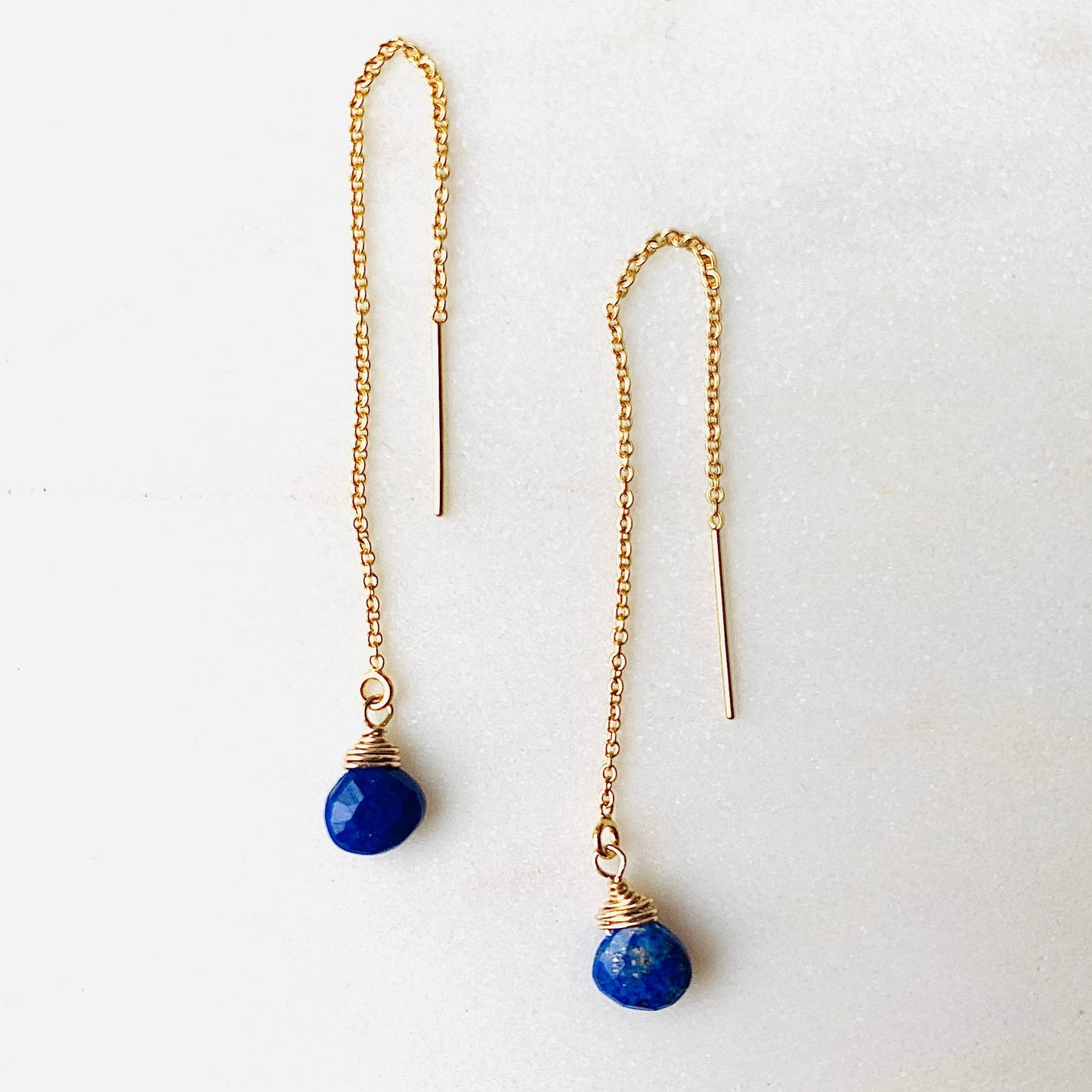 Whisper threaded earrings: Moonstone / Sterling silver