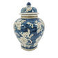 Blue & White Ceramic Chinoiserie Jar 12"