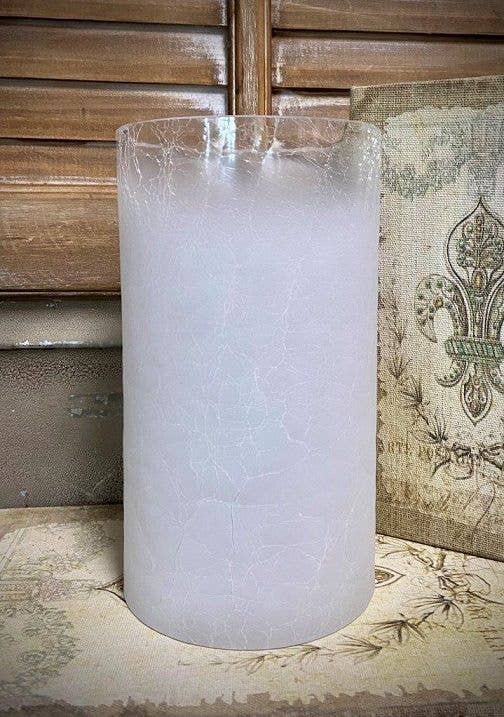 4x7.25" H White Crackle/ Frosted Cylinder - Small