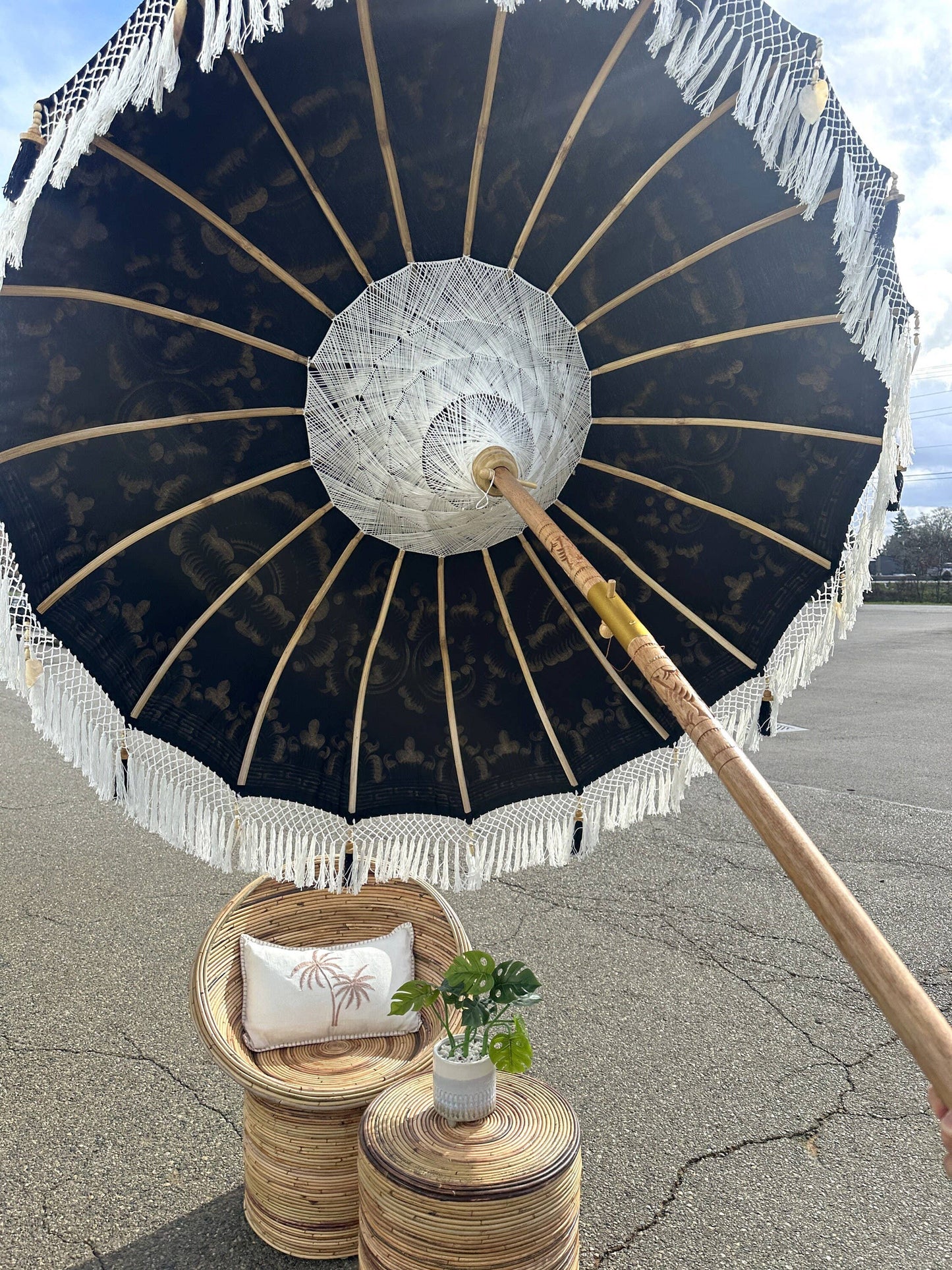 BALI TASSEL UMBRELLA, Balinese Umbrella, Wedding Umbrella, Fringe Umbrella