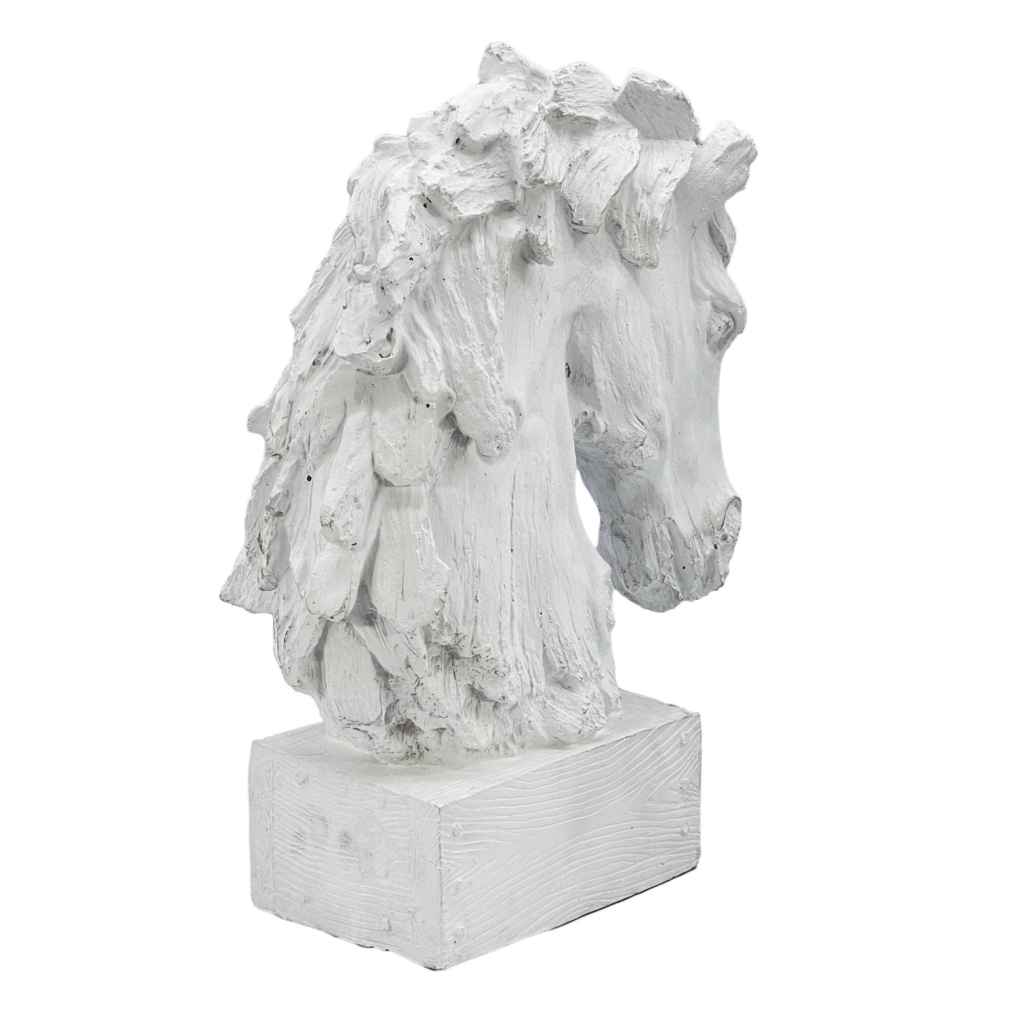 18" Horsehead Wood-Like Carving Statue Centerpiece: Beige