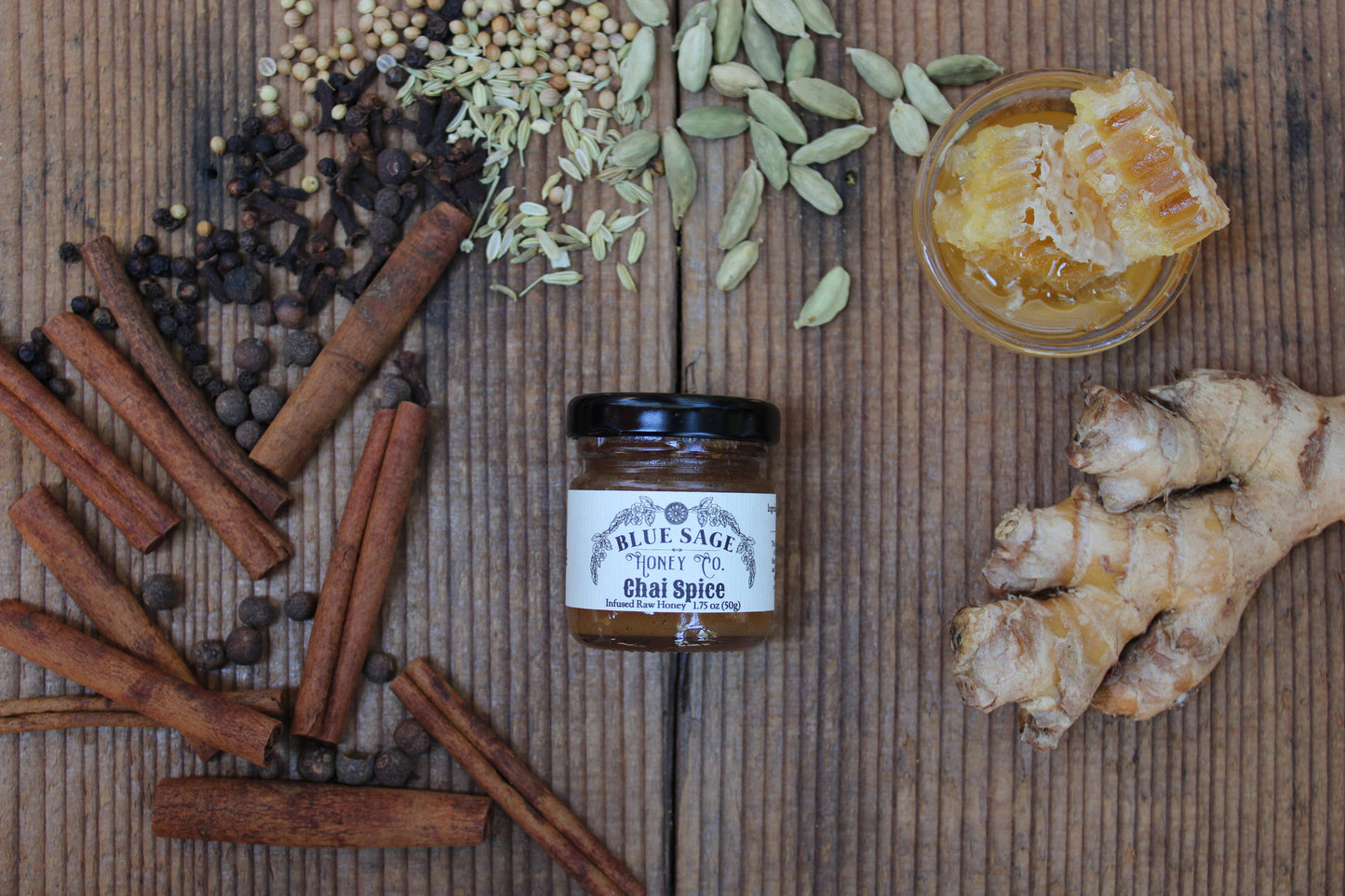 Chai Spice Infused Raw Honey Unique Blend 9 Organic Spices: 9oz