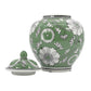 Classic  Floral Ceramic Ginger Jar 10": White & Light Blue