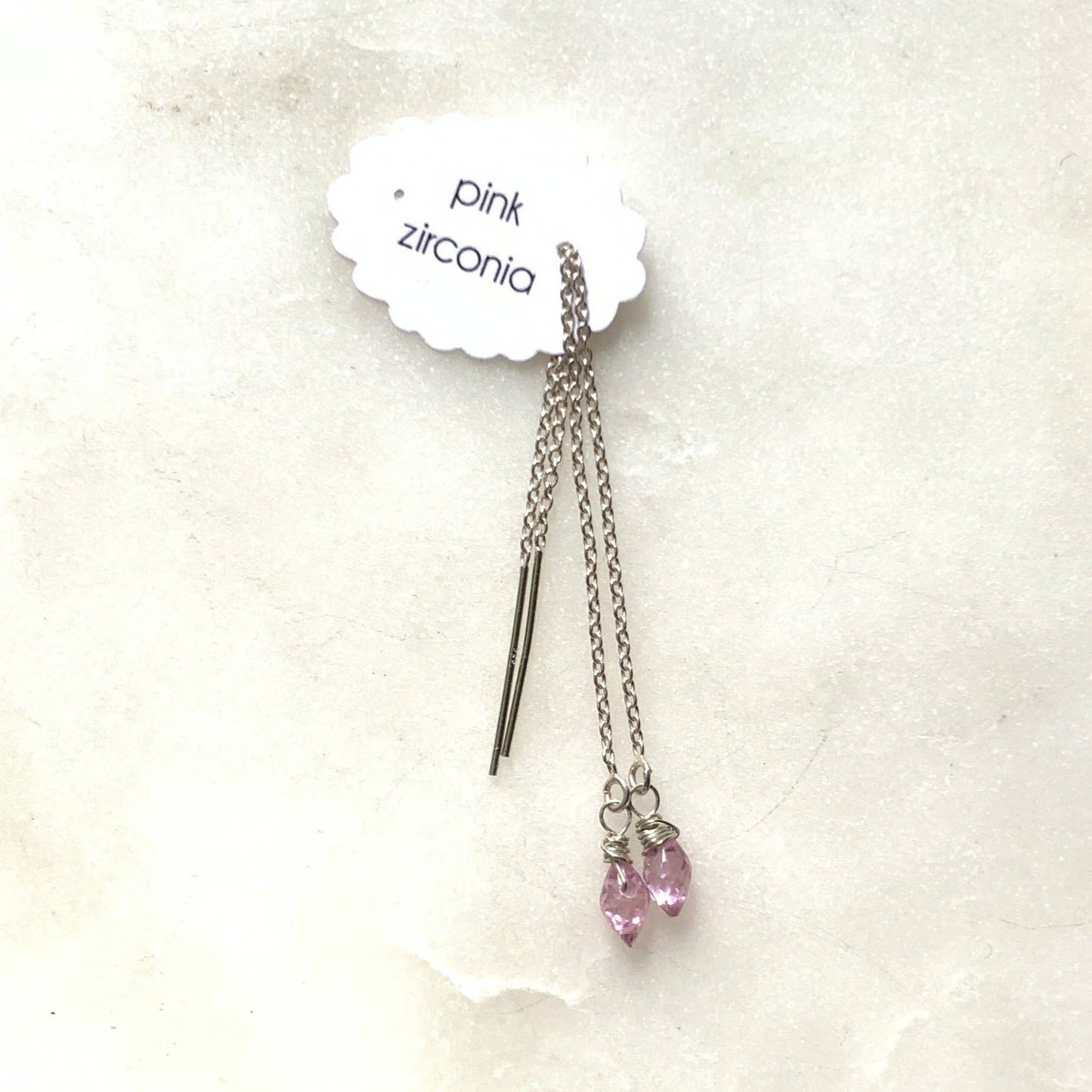 Whisper threaded earrings: Moonstone / Sterling silver