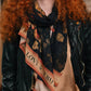 Heart of Gold Scarf with Swallows & Sacred Heart