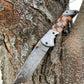 Damascus Steel Eagle Engraved Checkered Pocket Knife TK-041