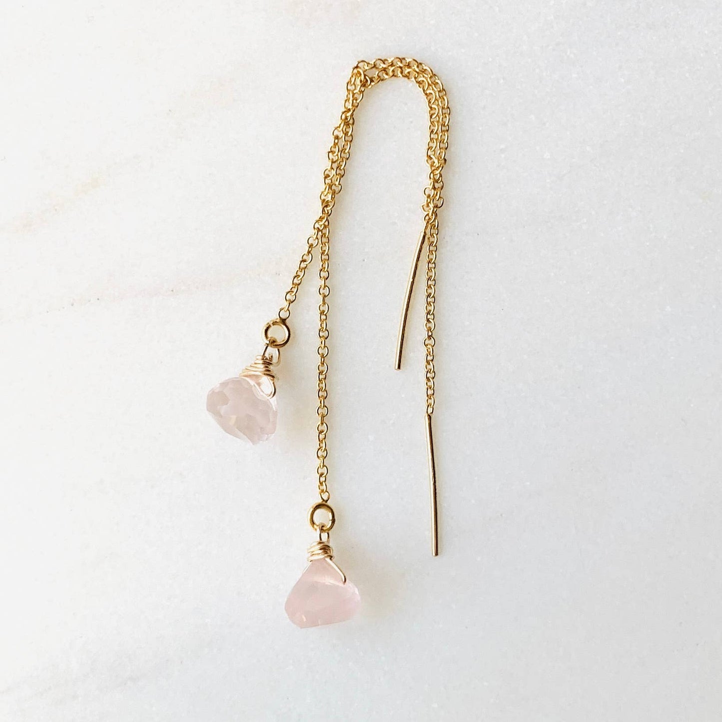Whisper threaded earrings: Moonstone / Sterling silver